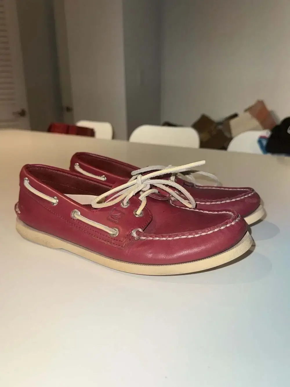 Sperry Top-Sider Authentic Original 2-Eye Boat Shoes Men's Size 8 M Red Leather